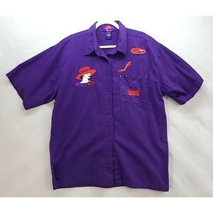 Red Hat Society Purple Denim Button Up Blouse Top Pamela Sz 2X